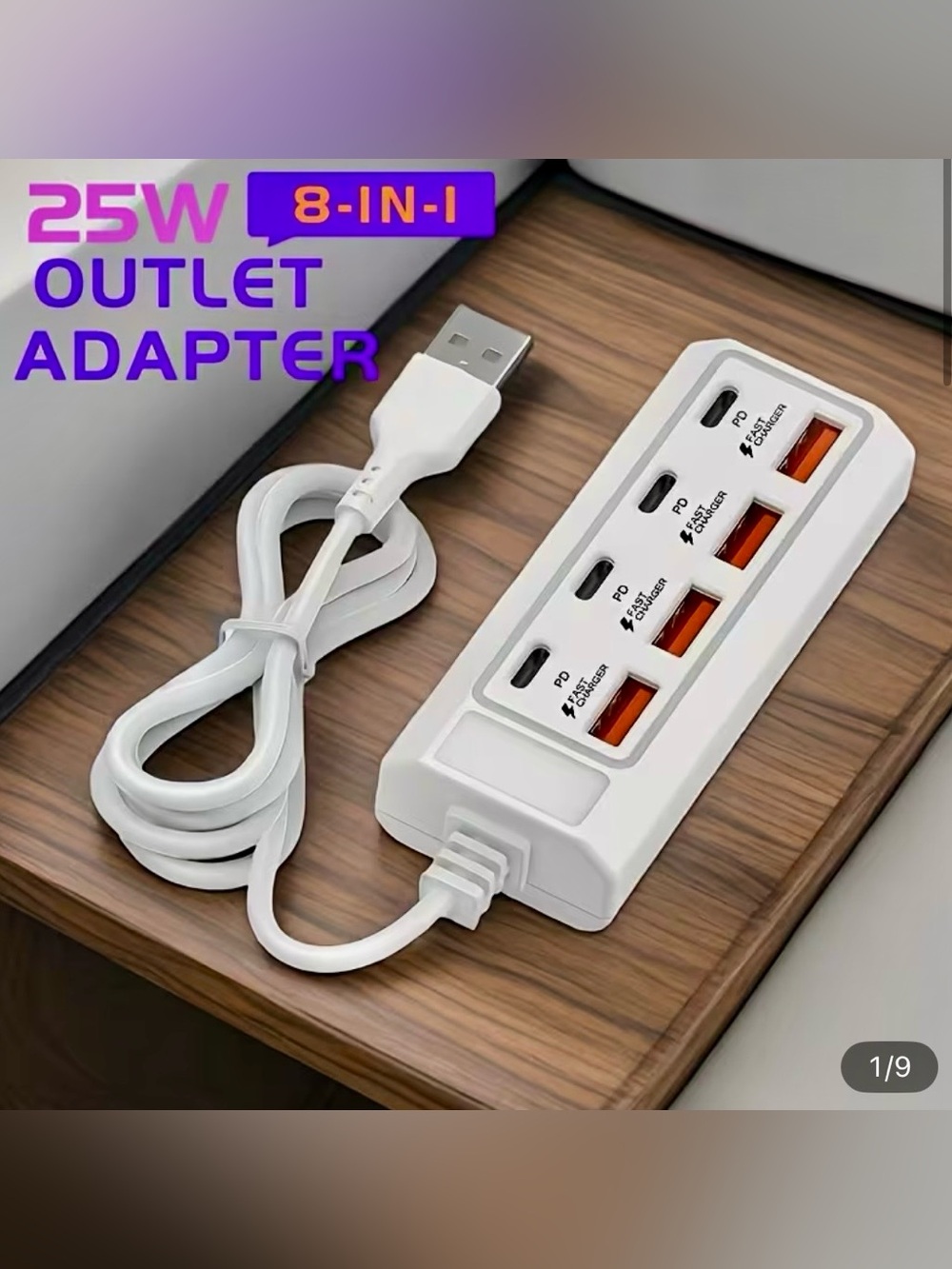 8-in-1 USB Power Hub Charger USB-C & USB-A Charging Ports
